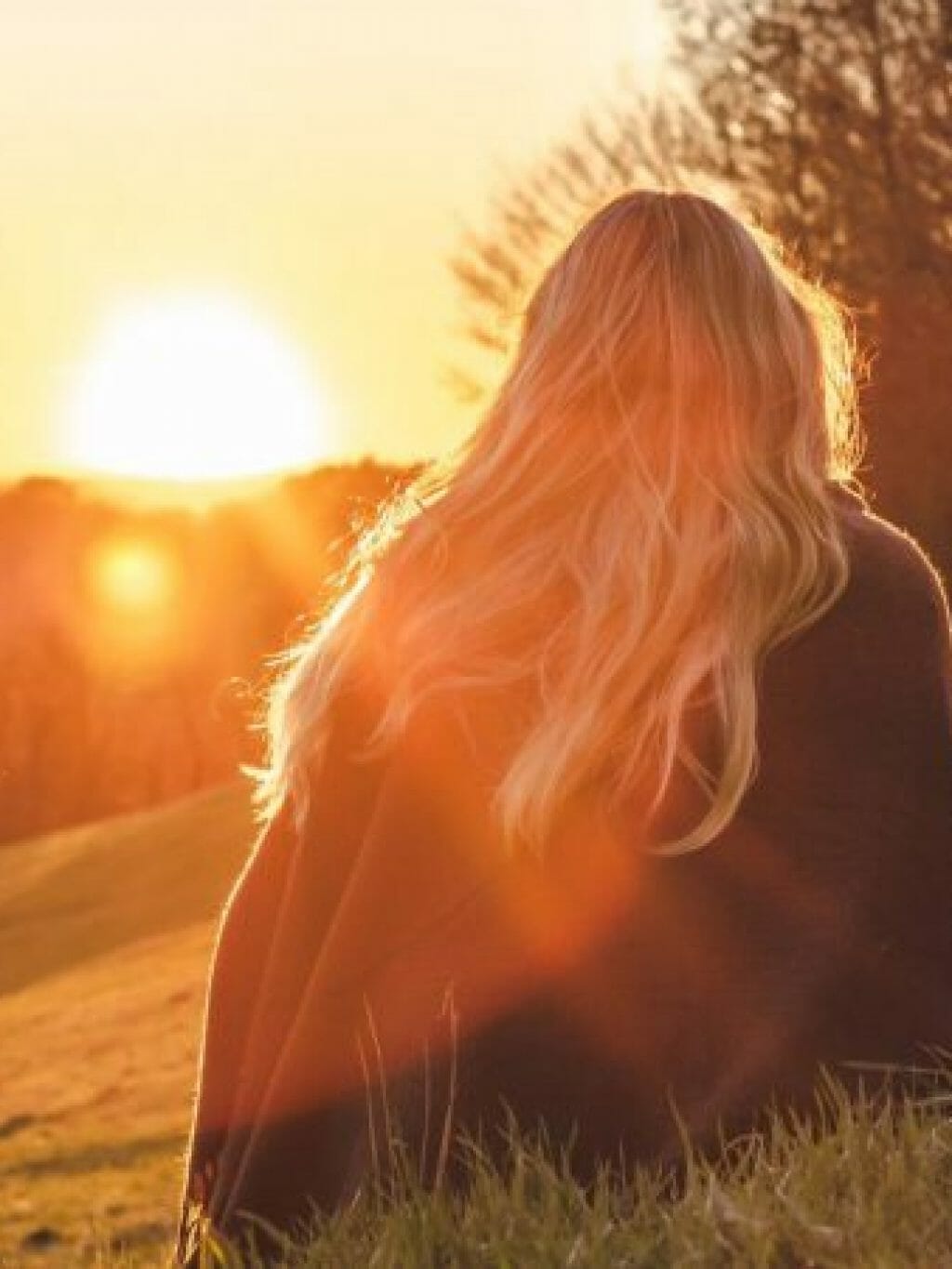 lady watching sunset