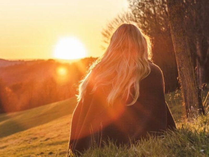 lady watching sunset